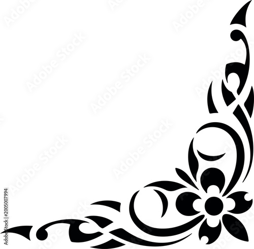 Vintage Style Black Corner Border Element

