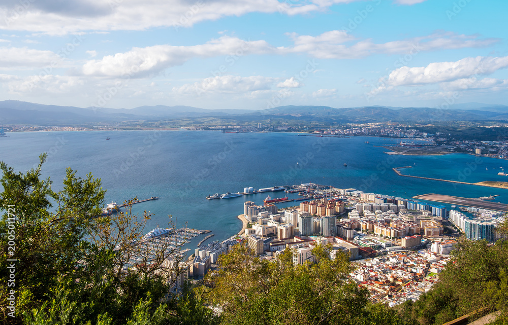 Obraz premium Aerial View of Gibraltar City and Harbor