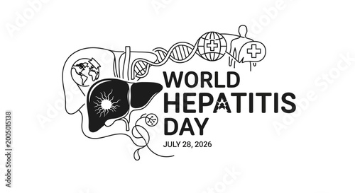 World Hepatitis Day concept art with human liver illustration.