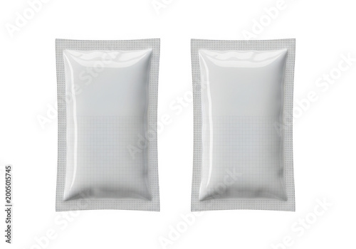 Two metallic gift wrap packets placed side by side isolated on transparent background