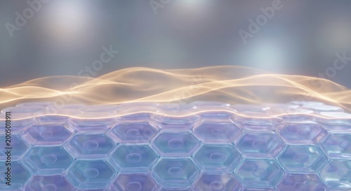 3D medical render of skin acid mantle over cells
