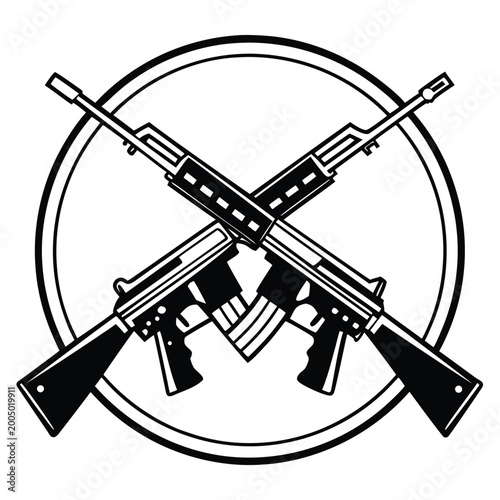 a rifle silhouette vector icon design with a white background	