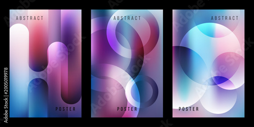 Abstract fluid gradient background with translucent rounded shapes and colorful