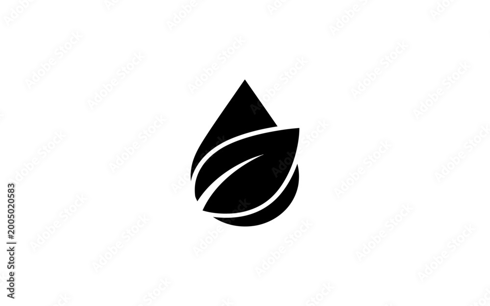 Fototapeta premium black leaf logo design on white background