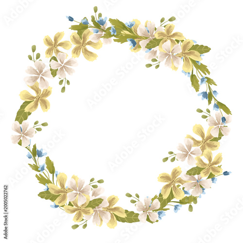 Round Watercolor Floral Wreath Frame; perfect for wedding invitations and greeting cards