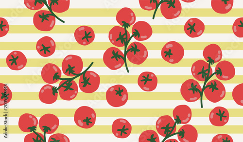 Cute tomato pattern background vector design