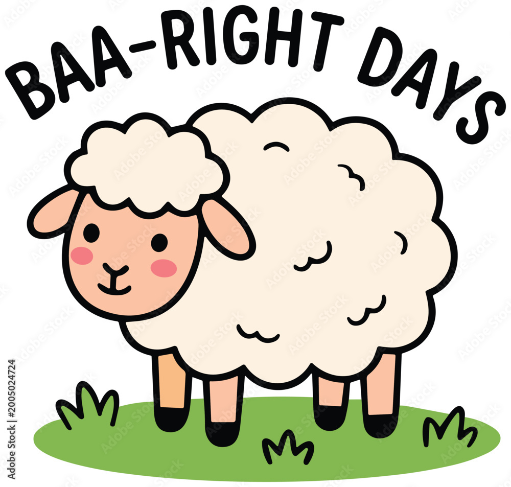 Obraz premium cute cartoon doodle baa ring days spring funny quote