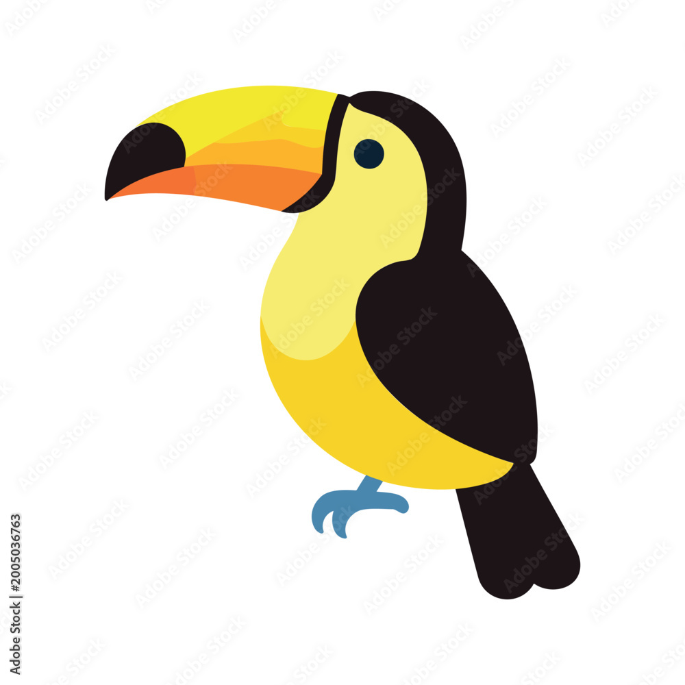 Fototapeta premium Colorful toucan bird perches peacefully, displaying its large beak and vibrant plumage