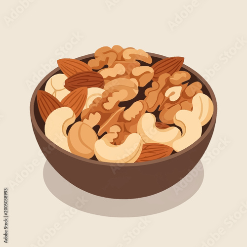 Photos A bowl of assorted nuts and seeds.