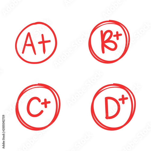 Set of red marker academic grades from A+ to D+. Simple and effective icons for educational apps, grading systems, and student progress reports or teacher tools. Free Download Set of red marker academic grades from A+ to D+. Simple and effective icons for educational apps, grading systems, and student progress reports or teacher tools. - GFXLoad