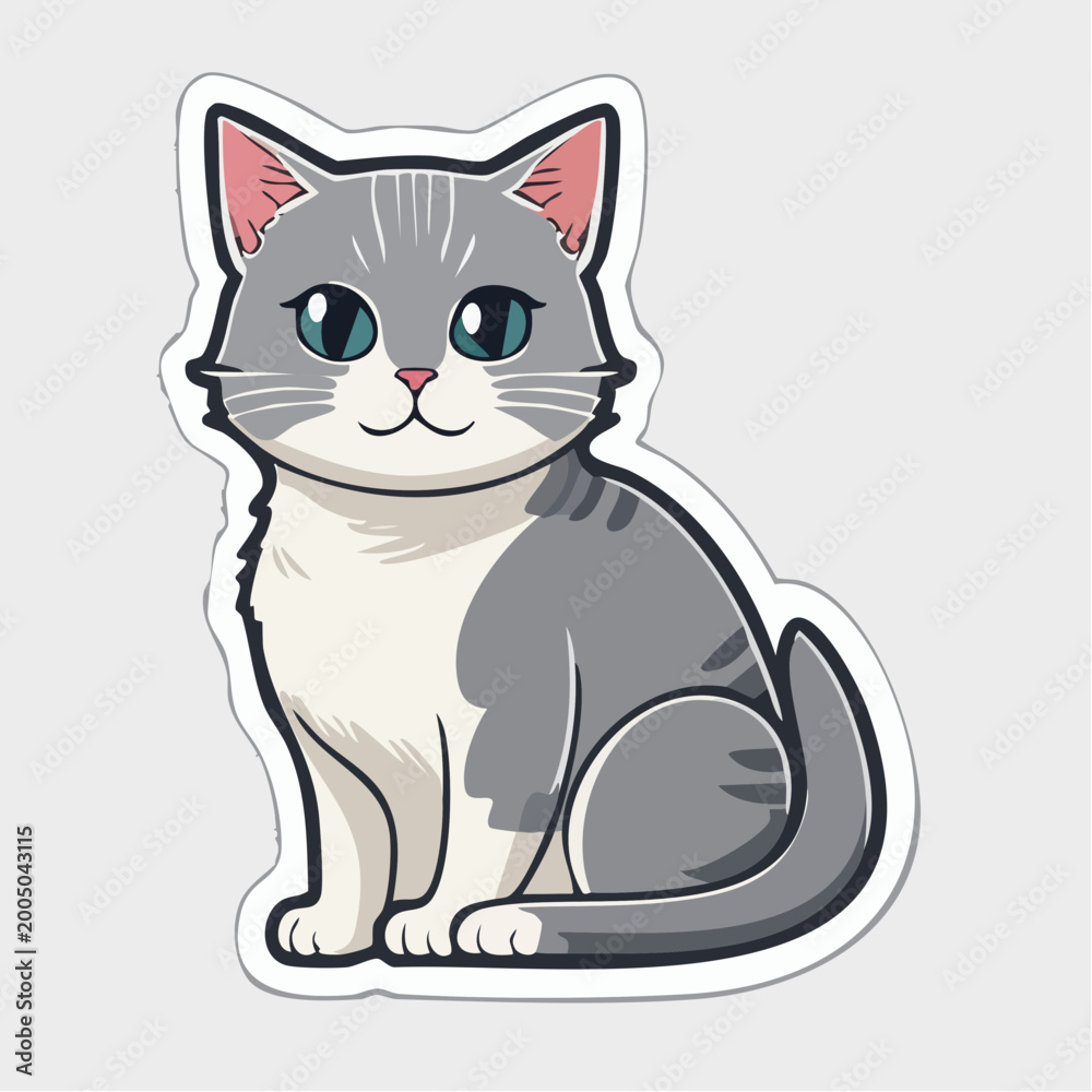 Fototapeta premium Cute cartoon cat sticker