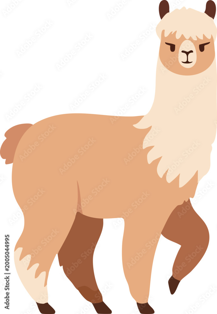 Obraz premium Standing cream and tan llama illustration