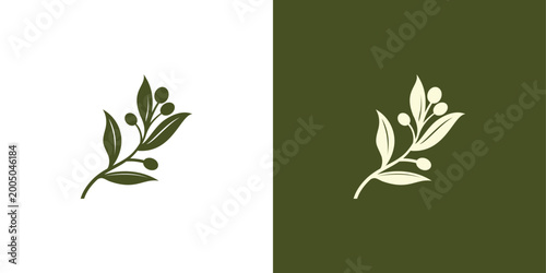 Abstract olive branch logo design inspiration