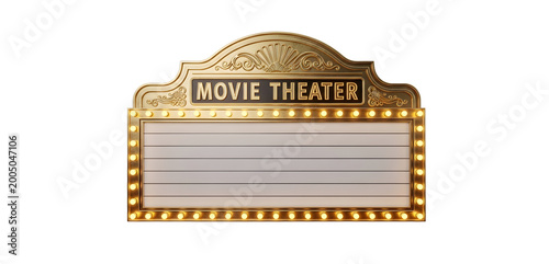 Vintage movie theater sign with blank marquee