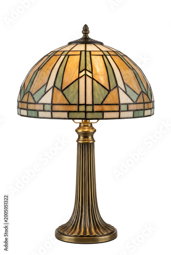 Photography Tiffany style stained glass lamp isolated