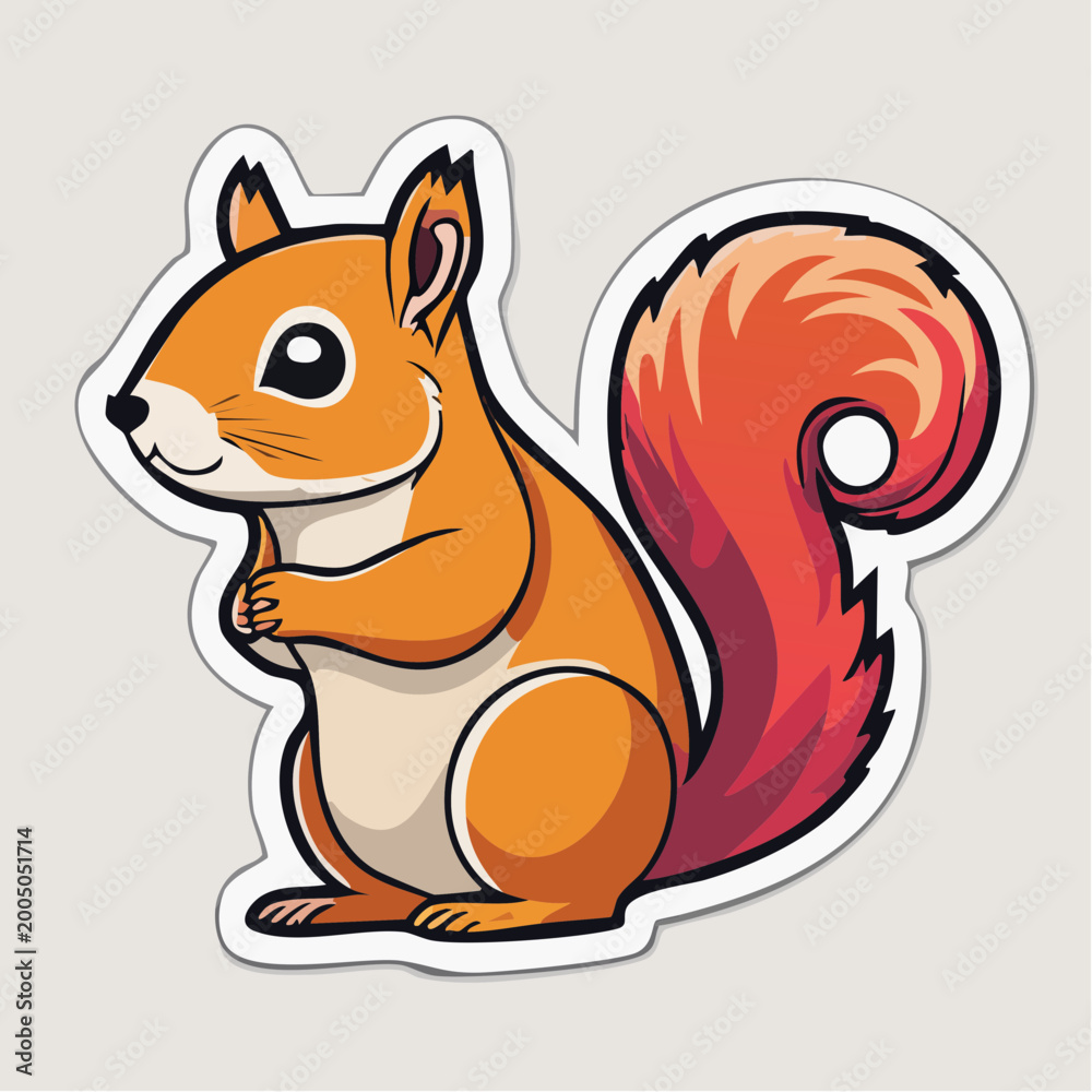 Fototapeta premium Cute Cartoon Squirrel Sticker