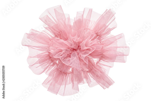 Cuadro en lienzo Pink tulle fabric pom-pom isolated