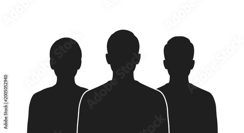 Bild auf Leinwand Three person silhouettes facing forward isolated on a white background high qual