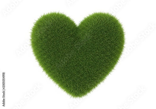 Heart shape made of green grass texture