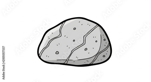 Schilderij op canvas A single gray rock with lines and dots.