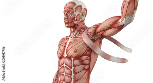 Bild auf Leinwand Anatomical illustration of human muscular system and skeletal structure