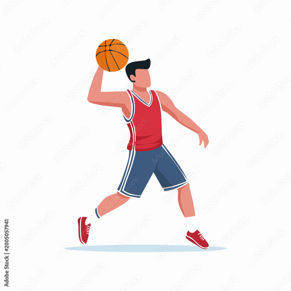 Naklejka premium Basketball Player Throwing Ball