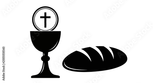 Photos Christian communion symbols, bread and chalice, holy sacrament, eucharist elemen