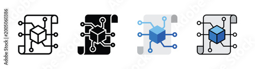 Bild auf Leinwand Smart Contract DeFi icon, outline editable stroke, flat glyph, color, and combin