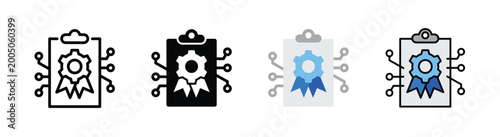 Bild auf Leinwand Smart Contract icon design concept, outline editable stroke, flat glyph, color,