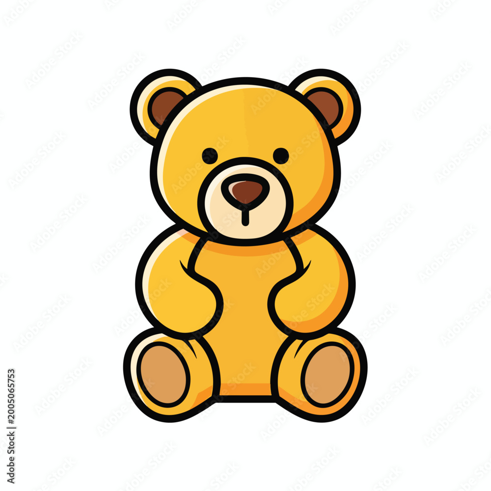 Fototapeta premium Cute cartoon teddy bear illustration for kids.