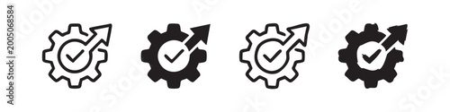 Productivity Efficiency and Optimization Gear Icons Set, Business Performance Symbols