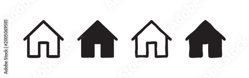 Mop and Bucket Cleaning Icon Set Hand Drawn and Flat Style
