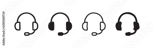 Obraz na plátně Customer Support Headset Icons Set for Communication and Assistance