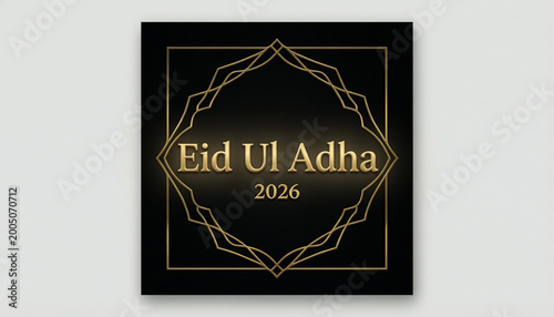 Stylish Islamic Occasion Poster Featuring Gold Geometric Octagon on Dark Background