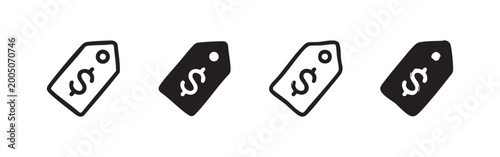 Bild auf Leinwand Hand drawn price tag with dollar sign icon set