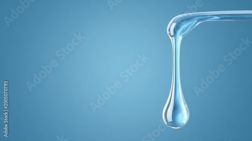 Dripping translucent liquid from a glass bar, with a smooth blue background gradient