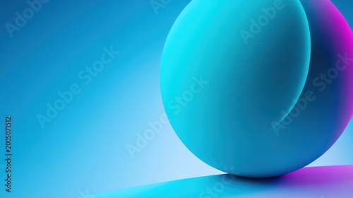 Abstract sphere on a glowing surface with vibrant blue and magenta color gradients
