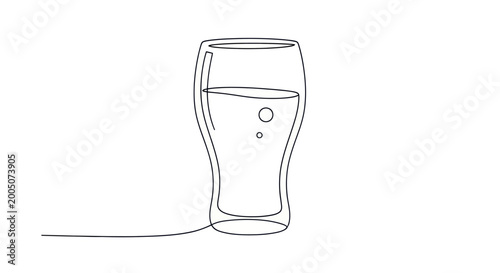Tablou pe pânză Minimalist single line drawing of a beer glass with bubbles and liquid
