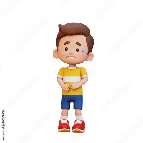 Tableau sur toile 3D Kid Boy looking nervous anxiety and tension concept.