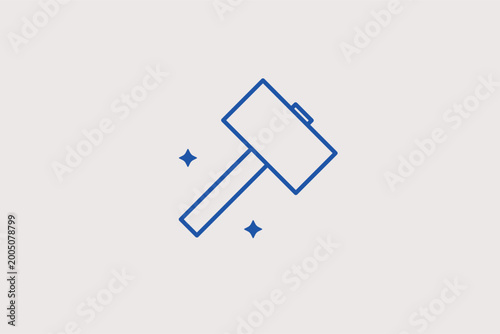 Sledgehammer line icon for demolition work and heavy-duty construction tasks. Powerful vector illustration for renovation service websites and industrial tool catalogs.