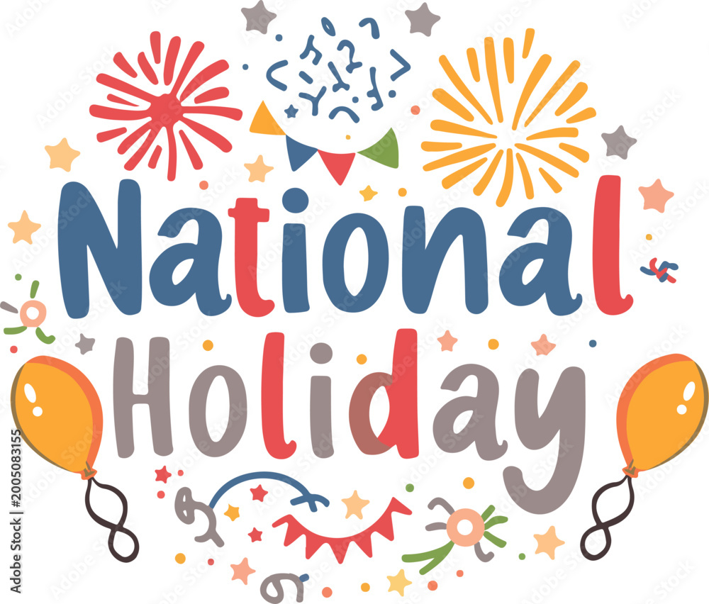 Obraz premium Fun national holiday typography logo icon vector