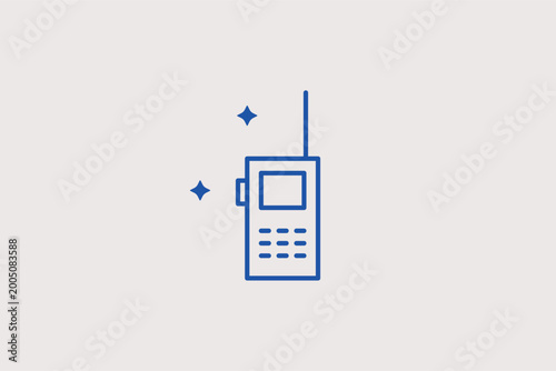 Walkie-talkie radio line icon for portable communication and security coordination. Reliable vector illustration for event management tools and emergency service equipment.