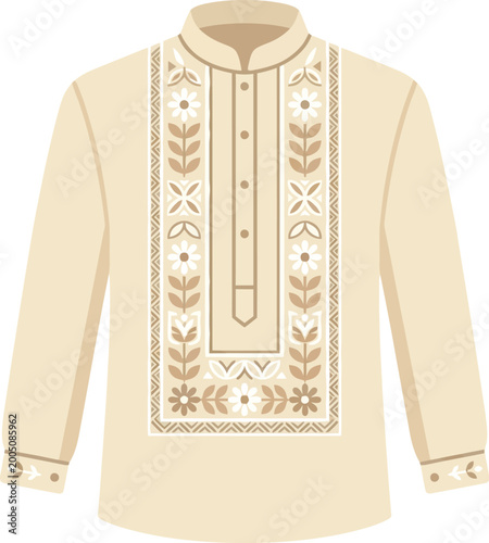 Traditional embroidered Filipino Barong Tagalog shirt representing Philippine heritage and culture.
