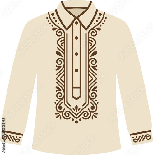 Filipino Barong Tagalog national shirt illustration for Philippine Independence Day.