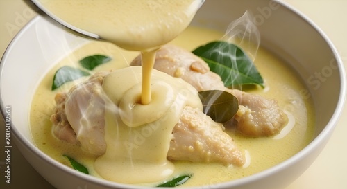 Creamy Chicken Soup with Aromatic Herbs, a Comforting and Delicious Meal
