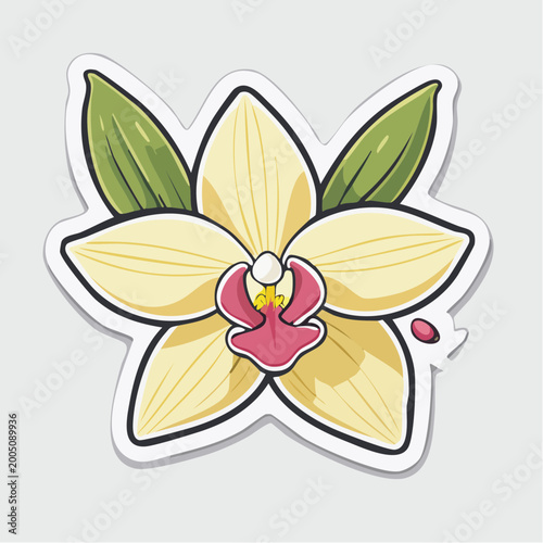 Stylized Yellow Orchid Flower Illustration
