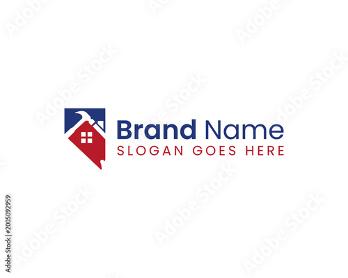 nevada Home Repair Logo Template With Hammer And House Icon For Contractor Branding