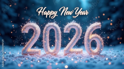 Festive winter numbers celebrate new year celebration snow