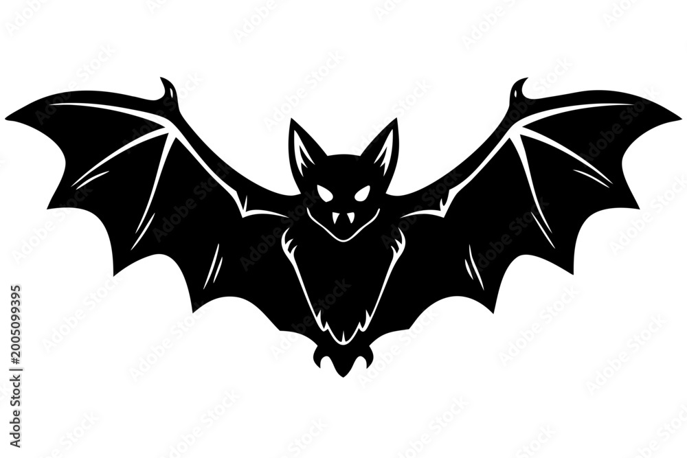 Fototapeta premium Halloween bat icon vector, Halloween bat vector illustration, bat icon black symbol 