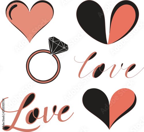 Vibrant colourful love vector design featuring playful shapes, hearts and smooth gradients, perfect for romantic branding, posters, social media cards and modern creative projects, fully editable
